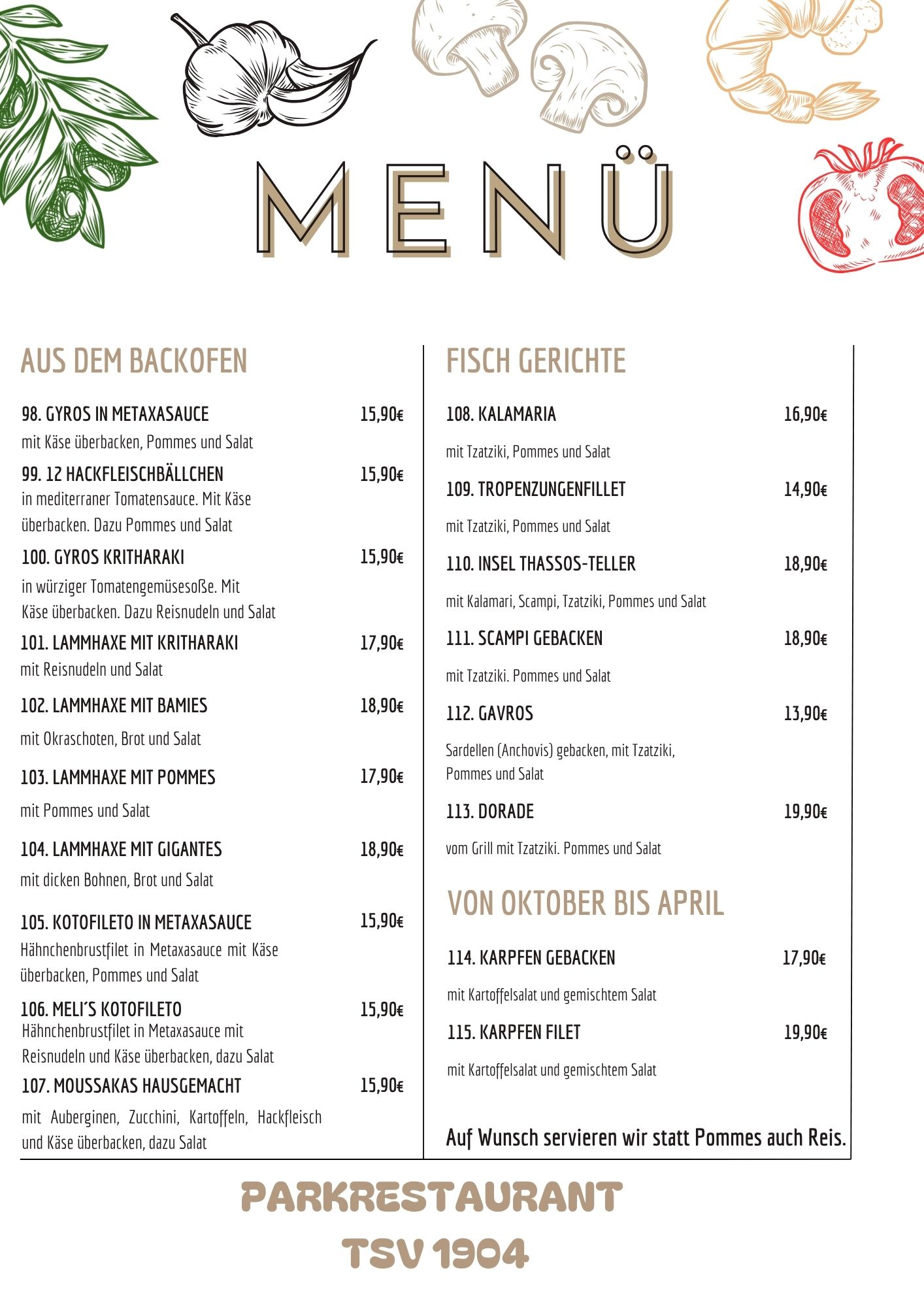 Online Karte Parkrestaurant 3